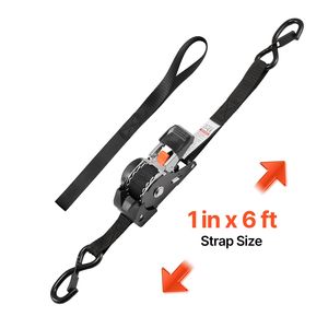 Cinghie a cricchetto retrattili in poliestere 1 pollice x 6 piedi, resistenza alla rottura 1200 libbre, 4 anelli morbidi, ganci a S, cinghie di fissaggio - Product Image 5