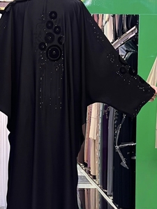 Nueva Abaya 2026 en Venta, Abaya Modesta de Dubái con Cuentas y Lentejuelas, Manga Larga, Abaya Musulmana Tradicional Hecha a Mano para Bodas, Transpirable, con Cuello en V para Mujer - Product Image 2