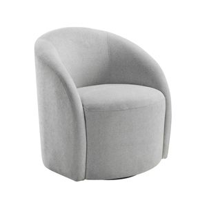 Poltrona Girevole in Bouclé Grigio Chiaro, 1 Pezzo, in Legno Massello, Arredamento Contemporaneo Durevole per Soggiorno, Seduta di Lusso - Product Image 2