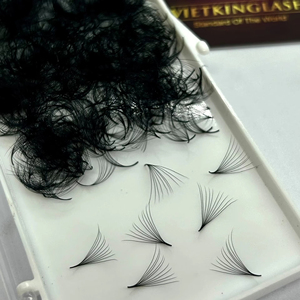 ขนตาปลอมแบบพัดสำเร็จรูป คุณภาพพรีเมียม ทำมือ 0.05 0.07 แคชเมียร์ 10D 14D 20D ก้านสั้น - Product Image 3