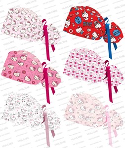 หมวกคลุมผมพยาบาลแบบผูกหางม้าพร้อมริบบิ้นปรับได้ ผ้าคลุมผมพยาบาล สีสวย ลายคิตตี้น่ารัก - Product Image 6