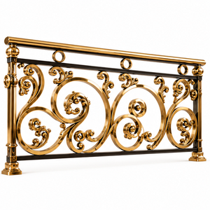 Premium Vintage Goldton Metall-Treppengeländer mit Filigraner Kreisförmiger Verzierung und Dekorativen Ringdetails für Königliche Eleganz - Product Image 3