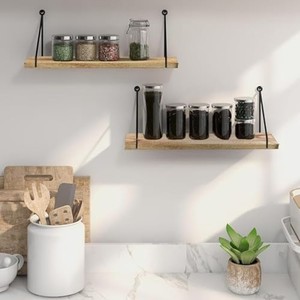 Estantes de Pared Rústicos de Madera de Mango con Soportes de Hierro Forjado a Mano, Venta al Por Mayor - Product Image 2