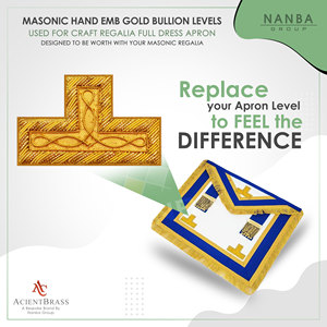 T Shape Custom Embroidered Rank Insignia Patch Masonic Regalia <b>Sew</b>-On Beads Fabric Golden Yellow Shoulder Gold Border OEM ODM - Product Image 3
