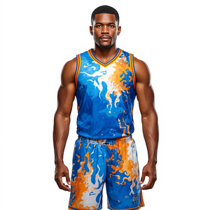 Conjunto de Camiseta y Pantalones Cortos de Baloncesto Sublimados con Llama Elite Personalizados para Hombre, Uniforme de Entrenamiento Transpirable de Secado Rápido - Product Image 2
