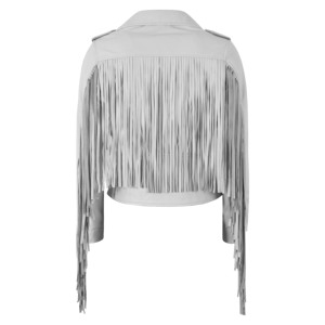 Custom 100% Genuine Napa Leather Ladies Fringes Biker <b>Jacket</b> Slim Fit <b>Women</b> Brando Style Soft LeatherFringe Moto <b>Jacket</b> YKK zips - Product Image 2