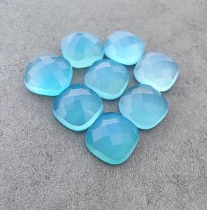 Calcedonia Azul Natural, Corte Cuadrado Tipo Cojín, Calibrada, Gema Suelta para Joyería - Product Image 4