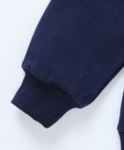 Navy Blue Hooded Sweatshirt Children Casual Autumn Wear 100% Cotton Knitted Fabric Regular Sleeve Unlined Plain Dyed Bangladesh - Product Image 6