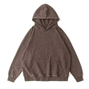 Sweat-shirts en coton épais 350 grammes pour hommes, style délavé, surdimensionnés, effet vieilli, avec impression en relief, vente en gros - Product Image 2
