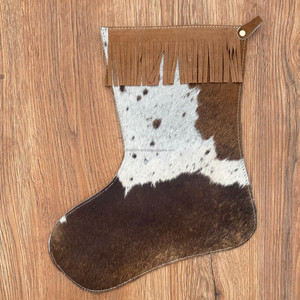 Cheveux de qualité extrême sur cuir de vachette 13 pouces bas de noël en cuir véritable pleine fleur frange bas d'arbre de noël - Product Image 2