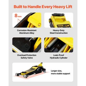 Martinetto idraulico da officina a basso profilo da 3 tonnellate in alluminio e acciaio, con pompa a sollevamento rapido e doppi pistoni, modello Li - Product Image 5