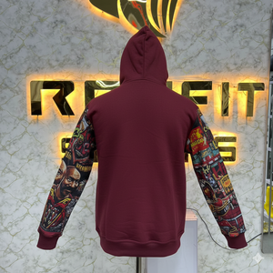 เสื้อฮู้ดดี้โอเวอร์ไซส์แบบซิปเต็มตัว สไตล์สตรีทแวร์ พิมพ์ลายกราฟิกทั่วตัว ผ้าฝ้ายฟลีซเนื้อหนา - Product Image 4