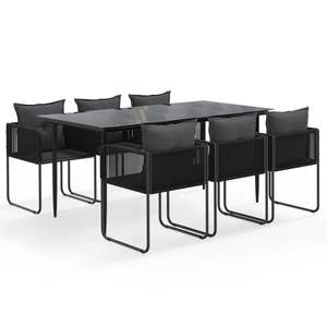 Conjunto de Comedor Grande para Jardín, Ratán PE Negro con Acero con Recubrimiento en Polvo, Experiencia de Comedor Elegante al Aire Libre - Product Image 2
