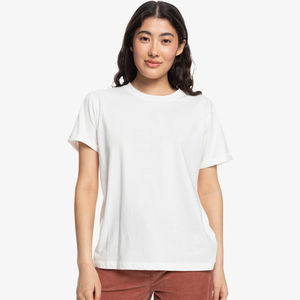 T-shirt uni blanc 100 % coton pour femme, col rond, manches courtes, couleur unie, streetwear, vente en gros, OEM, logo personnalisé, tee-shirt décontracté basique - Product Image 1