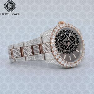 Charm_Jewells Montre à quartz analogique ronde de luxe avec bracelet en acier inoxydable et lunette en diamant pour femme, 38 mm - Product Image 5