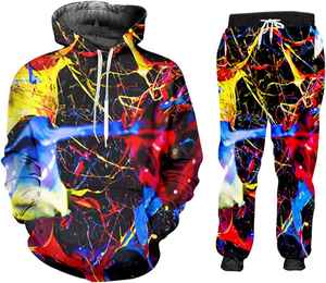 ชุดวอร์มพิมพ์ลายกาแล็กซี่แบบ unisex เสื้อฮู้ดและกางเกงจ็อกเกอร์ ชุดลำลองสำหรับเล่นกีฬา ระบายอากาศได้ดี ผลิตจากโพลีเอสเตอร์ เหมาะสำหรับใส่ในฤดูใบไม้ร่วง มีเชือกผูกเอว ความยาวเต็มตัว - Product Image 4