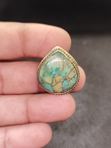 Pendentif en laiton turquoise à rainures pour cabochon, style vintage, pour femmes, idéal pour la fabrication de macramés et de bijoux (vente en gros) - Product Image 1