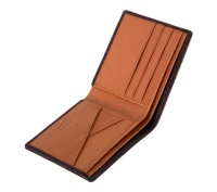 Dompet Kulit Asli Nappa Kustom Warna Cokelat Tua dengan Logo Kustom Label Pribadi OEM Grosir Massal Barang Kulit Mewah Ukuran Kecil