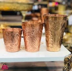 Verre à boisson bien-être en cuivre, tasse ayurvédique pour l'eau potable, fournisseur d'exportation de métal de qualité supérieure - Product Image 1