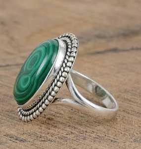 Anillo llamativo de malaquita – Anillo gótico de filigrana con gemas azules brillantes, anillo de plata hecho a mano, regalo para ella - Product Image 5
