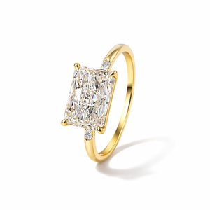 DEF Color VS-VVS Clarity Radiant Cut Diamond Solitaire Engagement Ring 14K 18K Solid Gold Lab Grown Diamond Trendy Wedding Ring - Product Image 4