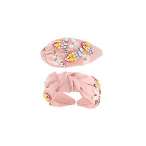 Pink White Tassel Embroidered Easter Bunny Seed <b>Beaded</b> <b>Headband</b> Girls Fashion Hair Accessory Holiday Party Wear - Product Image 6