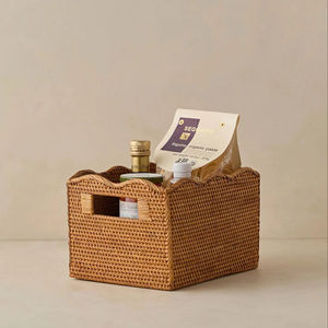 Panier de rangement pour magazines en rotin, fait main, en osier naturel, idéal pour organiser les tiroirs, ranger les magazines et les livres. - Product Image 1