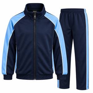 Chándal Deportivo para Niños, Color Azul Marino, con Bloques de Color, Cierre de Cremallera, Cuello Alto, Estilo Deportivo, para Otoño - Product Image 1
