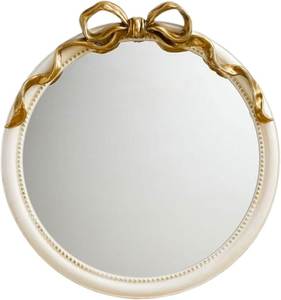 Espejo de pared dorado, espejo de pared con forma de lazo, espejo decorativo redondo, espejo de pared de lujo, espejo con marco dorado, espejo redondo decorativo - Product Image 1