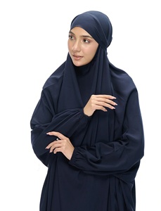 Royal Nida Women's Modest Navy Blue Abaya Long Sleeve High Neck Floor Length Solid Soft Polyester Daily Wear Prayer Middle East - Product Image 1