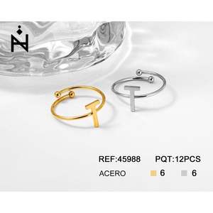 Angelina T Letter <b>Ring</b> Stainless Steel Gold And Silver Tone Unisex <b>Fashion</b> Jewelry Daily Wear Gift - Product Image 1