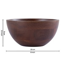 Bol rond classique personnalisé en bois d'acacia, fabriqué à la main, pour les dîners écologiques, les salades et les collations - Inde