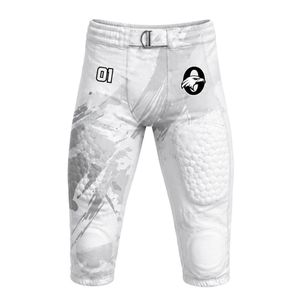 White & Light Gray American Football Padded <b>Compression</b> Shorts with Protective Foam Panels for Sports Training & Competition - Product Image 1