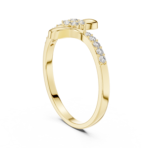 Diseño de banda entrelazada/torcida con pequeños diamantes a lo largo de la banda (estilo pavé) Acabado en oro rosa sobre plata 925 - Product Image 3