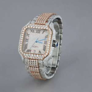 Montre VVS Moissanite avec testeur de diamant, couleur D personnalisée, style Hip Hop, mouvement à quartz, acier inoxydable, cadran carré en verre - Product Image 4