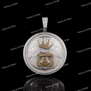 จี้สร้อยคอรูปมงกุฎประดับเพชรโมอิสซาไนต์ทรงกลม สไตล์ฮิปฮอป - Product Image 4