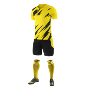 Ensemble de maillots de football à coupe athlétique, motif géométrique vert citron, sublimation premium, séchage rapide, vente en gros - Product Image 2