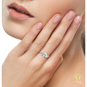 Three Stone Moissanite Engagement <b>Ring</b> 925 Sterling <b>Silver</b> Round Cut <b>Solitaire</b> Bridal Wedding Jewelry Custom <b>Ring</b> for Women - Product Image 4