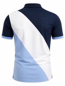 Polo pour homme à blocs de couleur, manches courtes, respirant, tissé, design décontracté, logo sur le devant - Product Image 6