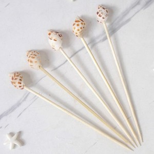 Palillos de conchas marinas para fiestas en la playa, accesorios para decorar comida y bebidas. - Product Image 4
