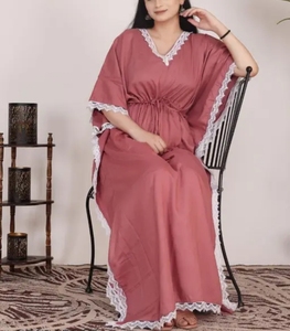 Best Kaftan Handmade kaftan Dress Batwing Wide Sleeve V Neck Polyester Regular Fit Casual Evening Party <b>Flared</b> Sleep Wear - Product Image 3