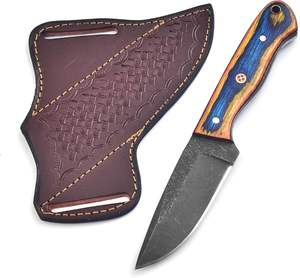 Cuchillo Profesional de Hoja Fija para Caza y Camping, EDC, de Alta Calidad, con Soporte OEM/ODM, Acero al Carbono, Mango de Madera Pakka, Funda de Cuero - Product Image 1