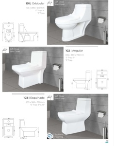 Inodoro de una pieza alargado de porcelana con salida al suelo, cierre lento, tapa con cierre suave, estilo contemporáneo para baño Quba 675x365x765mm - Product Image 3