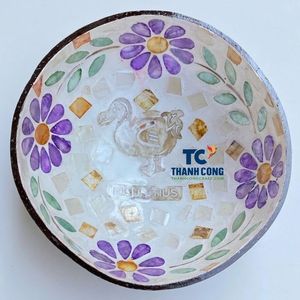 Handmade Mother of Pearl <b>Coconut</b> <b>Shell</b> Bowl Mosaic Mauritus Sea Turtle Design Souvenir Gift <b>Coconut</b> Bowl for Home Decor - Product Image 1