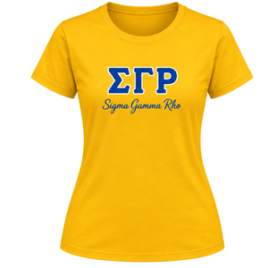 เสื้อยืดพิมพ์ลายกรีกตัวอักษร Sigma Gamma Rho สำหรับผู้หญิง เสื้อยืดลำลองแขนสั้นผ้าฝ้าย พิมพ์ลายกราฟิกตามสั่งสำหรับชมรมนักศึกษา ขายส่งเสื้อผ้า - Product Image 1