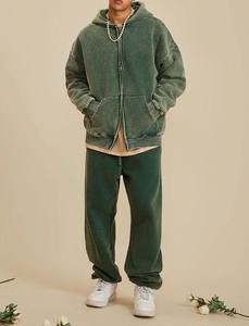 Sudadera con Capucha Extra Grande para Hombre, Verde, de Algodón, con Cierre Frontal, Estilo Deportivo, para Otoño - Product Image 3