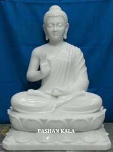 Statue du Bouddha en marbre blanc pur - Product Image 3