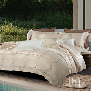 Parure <span class=keywords><strong>de</strong></span> lit en satin jacquard <span class=keywords><strong>rose</strong></span> <span class=keywords><strong>de</strong></span> luxe léger avec garniture en dentelle élégante, <span class=keywords><strong>housse</strong></span> <span class=keywords><strong>de</strong></span> <span class=keywords><strong>couette</strong></span> soyeuse pour la décoration <span class=keywords><strong>de</strong></span> chambre <span class=keywords><strong>de</strong></span> villa moderne - Product Image 3
