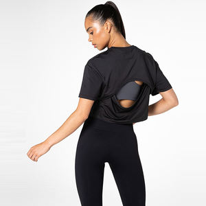 Camiseta Deportiva Corta para Mujer, 100% Algodón, Corte Ajustado, Cuello en V, Manga Corta, Tejido Jersey, Secado Rápido, Tallas Grandes, Ligera, 180g - Product Image 6