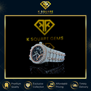Montre de luxe automatique analogique résistante à l'eau en acier inoxydable avec bracelet en acier inoxydable et saphir, ornée de diamants Moissanite à quartz - Product Image 4